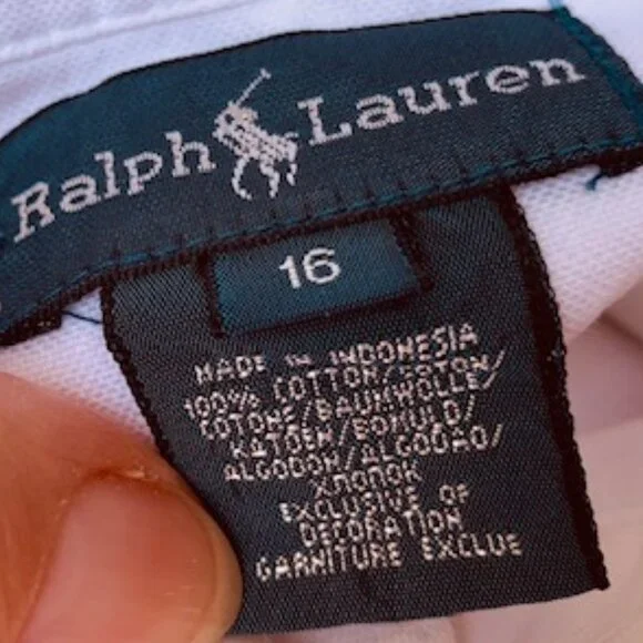 Ralph Lauren boy’s white oxford button down shirt size 16 - Picture 13 of 16